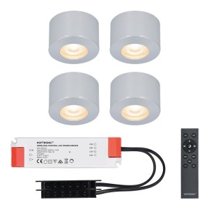 HOFTRONIC Complete set 4x3W dimbare LED in/opbouwspots Navarra IP44