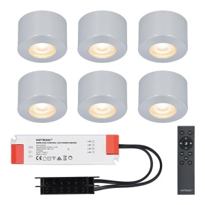 HOFTRONIC Complete set 6x3W dimbare LED in/opbouwspots Navarra IP44