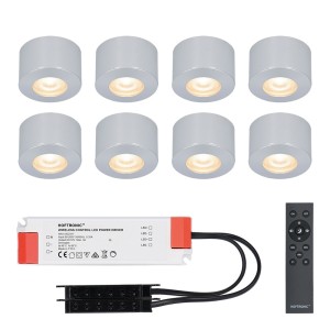 HOFTRONIC Complete set 8x3W dimbare LED in/opbouwspots Navarra IP44
