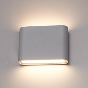 Hofronic Dallas S dimbare LED wandlamp – 3000K warm wit – 6 Watt – Up & down light – IP54 voor binnen en buiten – Tweezijdige muurlamp – Grijs
