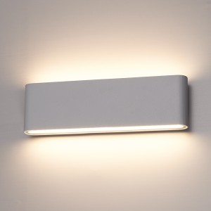 Hofronic Dallas XL dimbare LED wandlamp – 3000K warm wit – 24 Watt – Up & down light – IP54 voor binnen en buiten – Tweezijdige muurlamp – Grijs