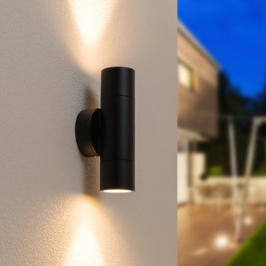 HOFTRONIC Dax LED dimbare wandlamp – Tweezijdig Up & Down – excl. 2x GU10 spots – IP65 voor binnen- en buitengebruik – Zwart