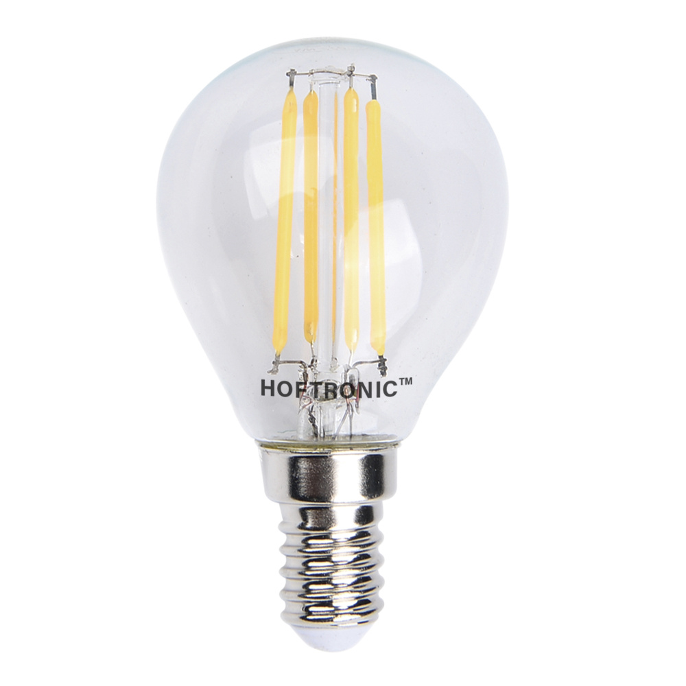 HOFTRONIC E14 LED Filament – 4 Watt 470 lumen – 2700K warm wit licht – kleine fitting – Vervangt 40 Watt – P45 vorm