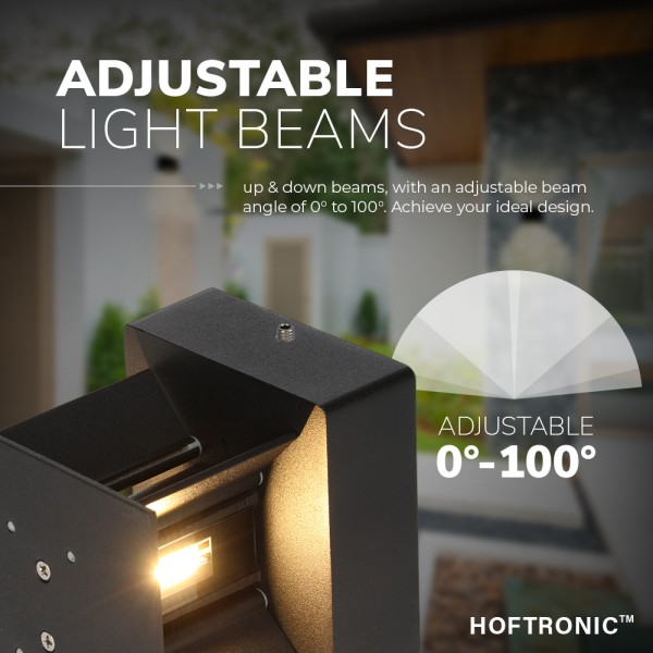 Hoftronic kansas led wandlamp ip65 3000k warm wit 5