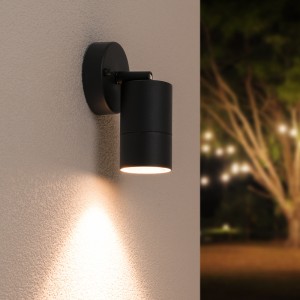 HOFTRONIC Lago kantelbare wandlamp – Dimbaar – IP44 – Incl. 2700K warm wit GU10 spotje – Spotlight voor binnen en buiten – Geschikt als wandspot en plafondspot – Zwart