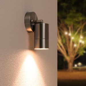 HOFTRONIC Lago kantelbare wandlamp – Dimbaar – IP44 – Incl. 2700K warm wit GU10 spotje – Spotlight voor binnen en buiten – Geschikt als wandspot en plafondspot – RVS