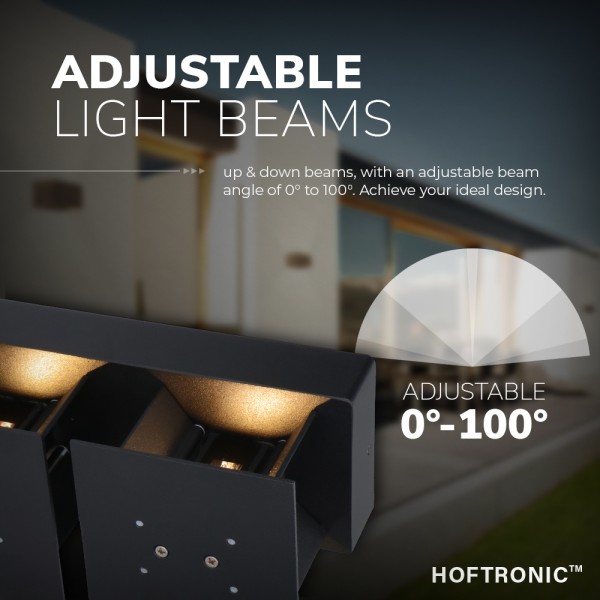 Hoftronic led wandlamp kansas dubbel zwart 12 watt 5