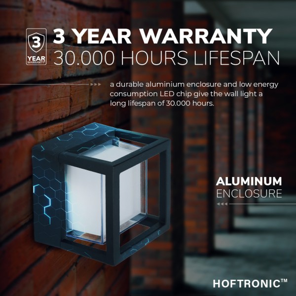 Hoftronic led wandlamp pia zwart 6 watt 3000k ip54 4