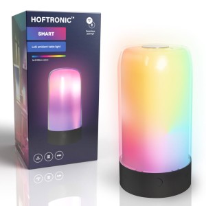 HOFTRONIC Loki smart LED tafellamp – RGB – WiFi & Bluetooth – Flow Color – Ambient lamp – Muziek gestuurd – Lavalamp effect – 8 Watt – Google assistant & Amazon Alexa