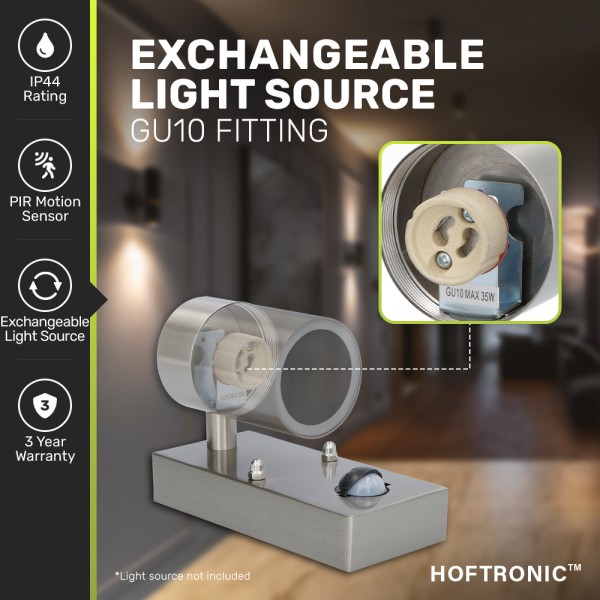 Hoftronic mason wandlamp rvs bewegingsmelder en sc 3