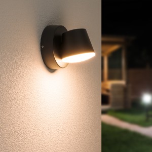 HOFTRONIC Memphis kantelbare LED wandlamp – 3000K warm wit – 6 Watt – IP54 voor binnen en buiten – Moderne muurlamp – Zwart