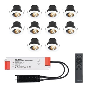 HOFTRONIC Set van 10 12V 3W – Mini LED Inbouwspot – Wit – Dimbaar – Kantelbaar & verzonken – Verandaverlichting – IP44 voor buiten – 2700K – Warm wit