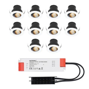 HOFTRONIC Set van 10 12V 3W – Mini LED Inbouwspot – Wit – Kantelbaar & verzonken – Verandaverlichting – IP44 voor buiten – 2700K – Warm wit
