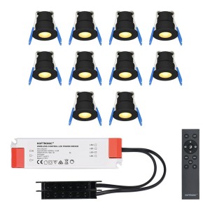 HOFTRONIC Set van 10 12V 3W – Mini LED Inbouwspot – Zwart – Dimbaar – Verzonken – Verandaverlichting – IP65 voor buiten – 2700K – Warm wit