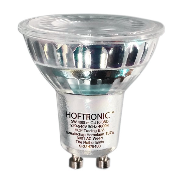Hoftronic set van 10 gu10 led spots 5 watt dimbaar 10