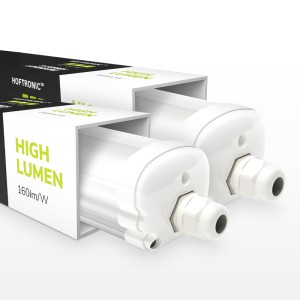 HOFTRONIC Set van 2 LED TL armaturen 120cm – IP65 Waterdicht – 24 Watt 3840 Lumen (160lm/W) – 4000K Neutraal wit – Koppelbaar – IK07 – S-Series Tri-Proof plafondverlichting