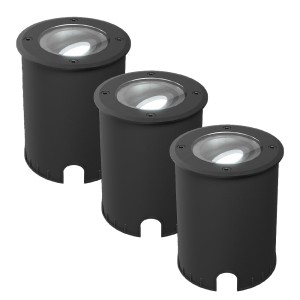 HOFTRONIC Set van 3 Lilly dimbare LED Grondspot – Kantelbaar – Overrijdbaar – Rond – 6500K daglicht wit – IP67 waterdicht – 3 jaar garantie – Zwart
