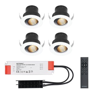 HOFTRONIC Set van 4 12V 3W – Mini LED Inbouwspot – Wit – Dimbaar – Kantelbaar & verzonken – Verandaverlichting – IP44 voor buiten – 2700K – Warm wit