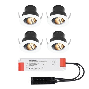 HOFTRONIC Set van 4 12V 3W – Mini LED Inbouwspot – Wit – Kantelbaar & verzonken – Verandaverlichting – IP44 voor buiten – 2700K – Warm wit