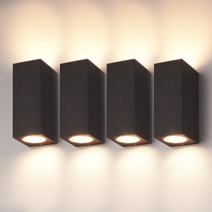 HOFTRONIC Set van 4 Selma dimbare LED wandlamp – Up & Down light – IP65 – excl. GU10 lichtbron – Zwart – Binnen en buiten – 3 jaar garantie