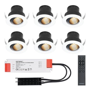 HOFTRONIC Set van 6 12V 3W – Mini LED Inbouwspot – Wit – Dimbaar – Kantelbaar & verzonken – Verandaverlichting – IP44 voor buiten – 2700K – Warm wit