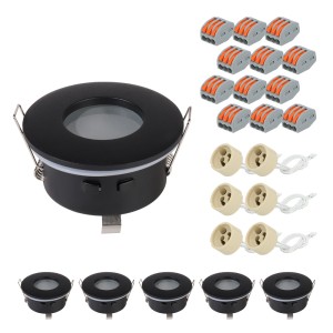 HOFTRONIC Set van 6 Bento LED inbouwspots – Spot armatuur – GU10 fitting – IP44 waterdicht – LED inbouwspot badkamer en keuken – Zwart