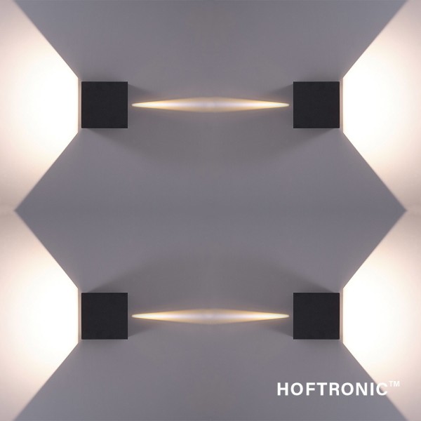 Hoftronic set van 6 dimbare led wandlamp kansas zw 3