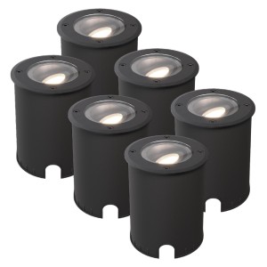 HOFTRONIC Set van 6 Lilly dimbare LED Grondspot – Kantelbaar – Overrijdbaar – Rond – 4000K neutraal wit – IP67 waterdicht – 3 jaar garantie – Zwart