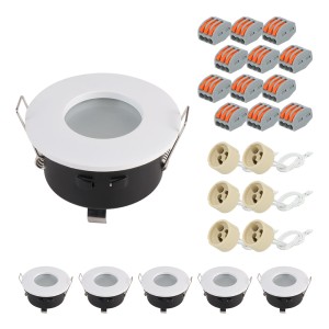 HOFTRONIC Set van 6 Raval LED inbouwspots – Spot armatuur – GU10 fitting – IP44 waterdicht – LED inbouwspot badkamer en keuken – Wit