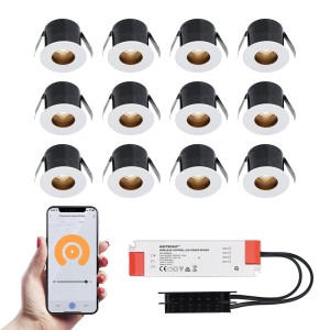 HOFTRONIC SMART 12x Olivia witte Smart LED Inbouwspots complete set – Wifi & Bluetooth – 12V – 3 Watt – 2700K warm wit