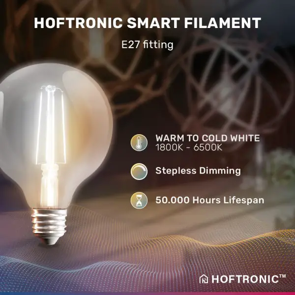 Hoftronic smart 2x smart e27 led filament lamp g95 2