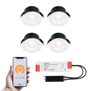 HOFTRONIC SMART 4x Cadiz witte Smart LED Inbouwspots complete set – Wifi & Bluetooth – 12V – 3 Watt – 2700K warm wit