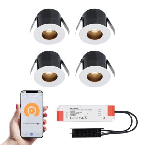 HOFTRONIC SMART 4x Olivia witte Smart LED Inbouwspots complete set – Wifi & Bluetooth – 12V – 3 Watt – 2700K warm wit