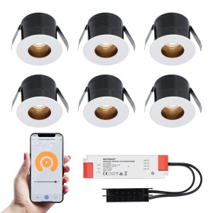 HOFTRONIC SMART 6x Olivia witte Smart LED Inbouwspots complete set – Wifi & Bluetooth – 12V – 3 Watt – 2700K warm wit