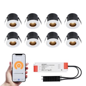 HOFTRONIC SMART 8x Olivia witte Smart LED Inbouwspots complete set – Wifi & Bluetooth – 12V – 3 Watt – 2700K warm wit