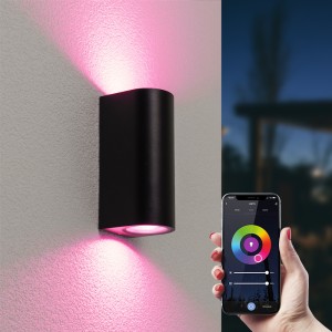 Hofronic Douglas smart wandlamp – wandspot – RGBWW – WiFi & Bluetooth – 2 lichten – GU10 – Plafondspot – Modern – Google assistant & Amazon Alexa – IP65 – Zwart