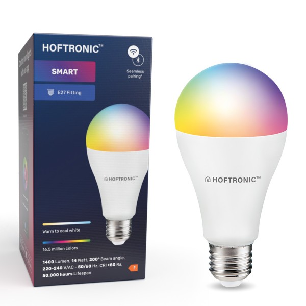 Hoftronic smart e27 smart led lamp rgbww wifi blue