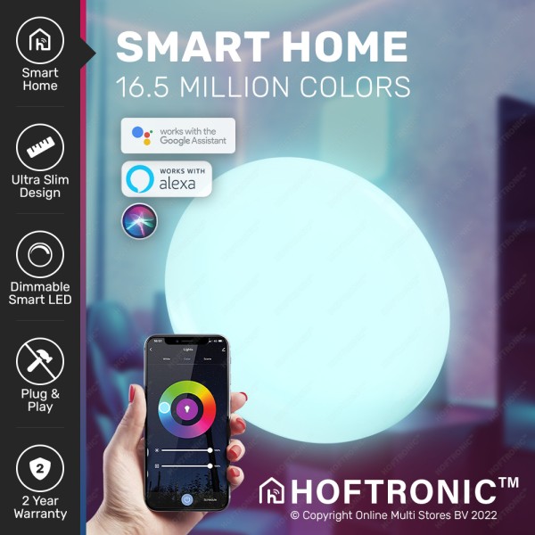 Hoftronic smart led plafondlamp rgbww wifi en blue 12