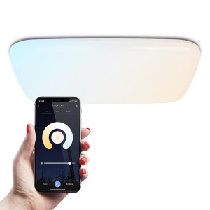 HOFTRONIC SMART LED Plafondlamp – RGBWW – WiFi en Bluetooth – 3000lm – Slimme Verlichting – 30W – Plafonniere – 42×42 cm – Vierkant