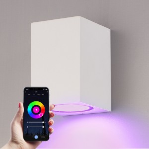 Hofronic Marion – Smart WiFi+Bluetooth LED wandlamp kubus – Incl. 5,5 Watt RGBWW GU10 spot – IP65 – Wit – Binnen en buiten – 3 jaar garantie