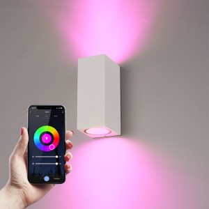 Hofronic Selma WiFi & Bluetooth dimbare LED wandlamp – Google Home en Amazon Alexa – Up & Down light – IP65 – Incl. 2x RGBWW GU10 spots – Wit