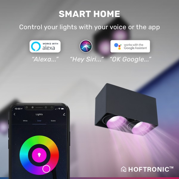 Hoftronic smart smart wifi led opbouw plafondspot 9
