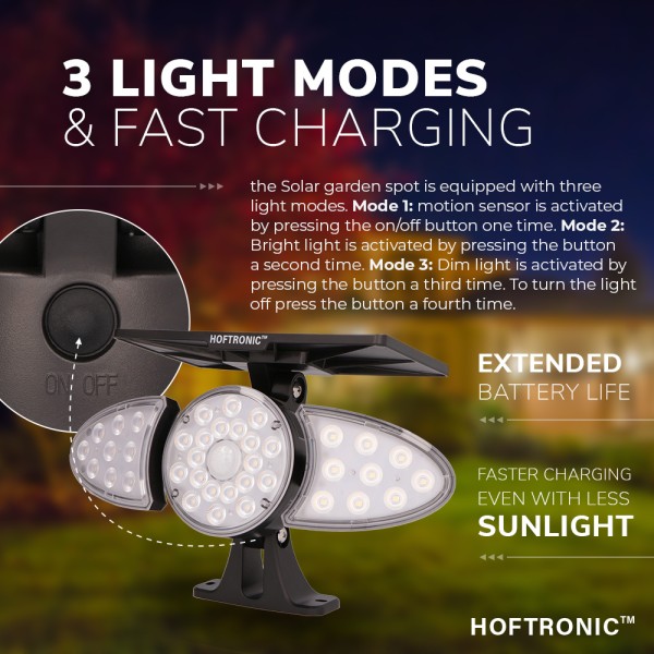 Hoftronic solar led wandlamp fulco 3000k warm wit 4