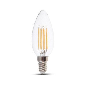 V-TAC E14 LED Dimbare Filament Lamp – 4 Watt & 400 Lumen – 3000K Warm witte lichtkleur – 300 stralingshoek – 20.000 branduren geschikt voor E14 fittingen