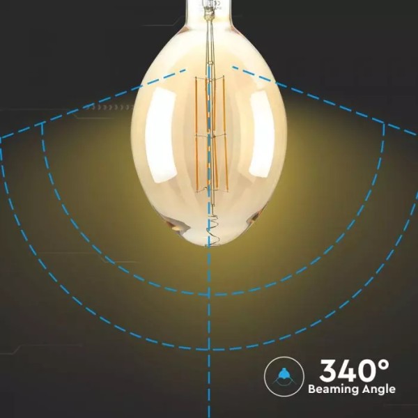 V tac led filament lamp xxl bora 8 watt e27 2000k 4