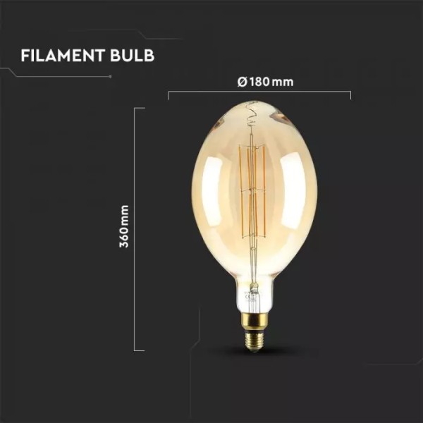 V tac led filament lamp xxl bora 8 watt e27 2000k 5