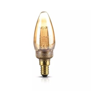 V-TAC LED kroonluchter lampjes – E14 fitting – Kaarsvorm C37 – 1800K Zeer warm wit – kaarslampjes – filamentlamp