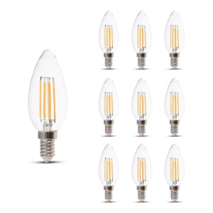V-TAC Set van 10 E14 LED Dimbare Filament Lampen – 4 Watt & 400 Lumen – 3000K Warm witte lichtkleur – 300 stralingshoek – 20.000 branduren geschikt voor E14 fittingen
