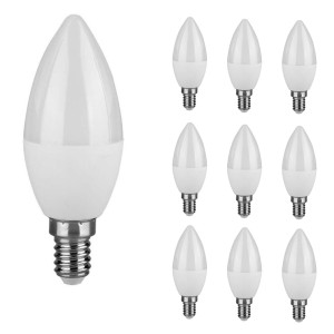 V-TAC Set van 10 E14 LED lamp – 3.7 Watt – 6500K – Vervangt 25 Watt – Kaars