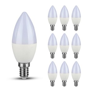 V-TAC Set van 10 E14 LED Lampen – 3.7 Watt – 320 Lumen – Warm wit 3000K – Vervangt 25 Watt